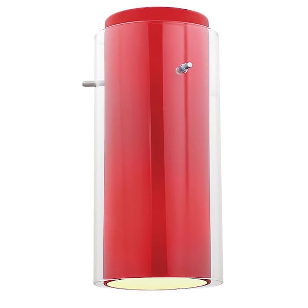 Access Lighting Glassn Glass, Cylinder Shade, Brushed Steel Finish, Clear Red Glass 23133-BS/CLRD - main